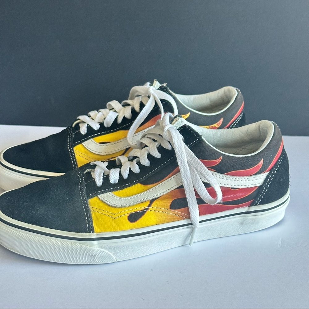 Vans Old Skool Flames Shoes Mens US 7 / Womens US 8.5 Suede Y2K Skater Gum Sole